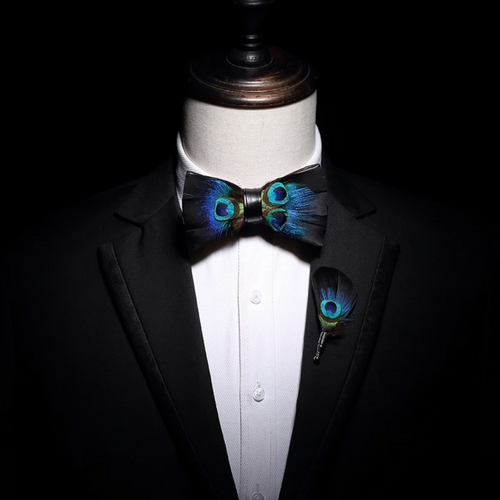 Luxury Feather Bowtie Brooch Set